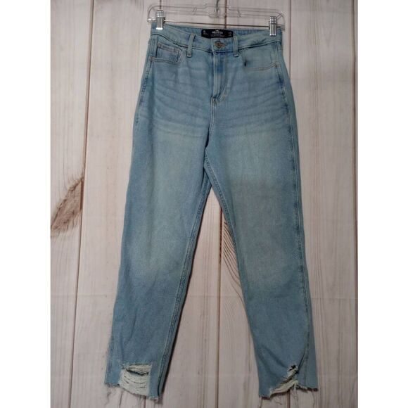 Hollister Jeans Ladies 25 Ultra High Rise Mom Vintage stretch distressed light w - Picture 1 of 8